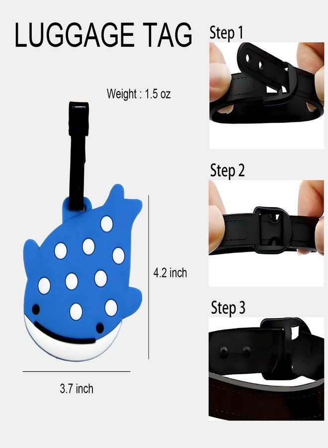 ANINIUCN Luggage Tag - Cute Silicone Animal ID Bag Tag for Suitcases, Backpacks, Travel Accessories - Cartoon Travel Tag for Airplane, Cruise, Vacation (Whale Shark) - Image 2